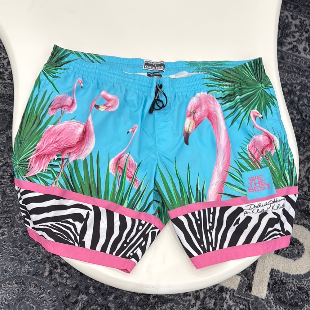 Dolce & Gabbana x dj kahled Flamingo Print  men’s bathing suit - Blue and Pink